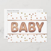 ベビーバルーン |バラエレガント金ゴールドベビーシャワー ポストカード (正面/裏面)