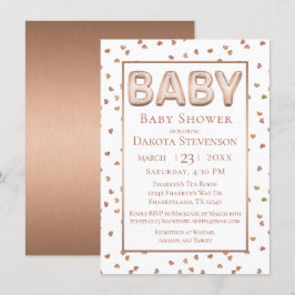 ベビーバルーン |バラエレガント金ゴールドベビーシャワー 招待状