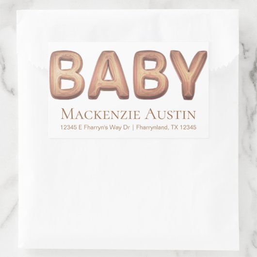 ベビーバルーン |バラエレガント金ゴールドベビーシャワー 長方形シール (バッグ)