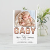 ベビーバルーン |バラエレガント金ゴールドベビー写真 案内状 (スタンド正面)