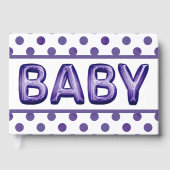 ベビーバルーン |紫王室の紫の赤ちゃんシャワー ゲストブック (正面)