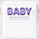 ベビーバルーン |紫王室の紫の赤ちゃんシャワー 長方形シール (バッグ)