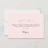 ベビーバレリナシューズピンクボウ金ゴールドガールシャワー サンキューカード (裏面)