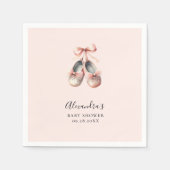 ベビーバレリナシューズピンクボウ金ゴールドガールシャワー スタンダードカクテルナプキン (正面)