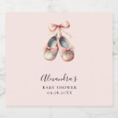 ベビーバレリナシューズピンクボウ金ゴールドガールシャワー スパークリングワインラベル (シングルラベル)