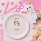 ベビーバレリナシューズピンクボウ金ゴールドガールシャワー ペーパープレート (パーティー)