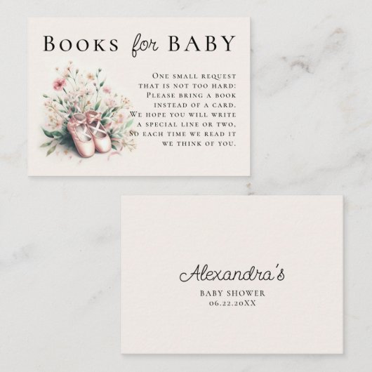ベビーバレリーナシューズピンク野草用の本 エンクロージャーカード (正面/裏面)