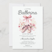 ベビーバレリーナシューズワイルドフラワーズボーガールシャワー 招待状 (正面)