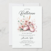 ベビーバレリーナシューズ山花かわいい女の子シャワー 招待状 (正面)