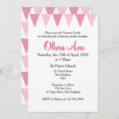 ベビーバンティンピンクバプテスマ《キリスト教》洗礼式や命名式招待状 招待状 (正面/裏面)