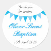 ベビーバンティンブルーバプテスマ《キリスト教》洗礼式や命名式の恩恵 ラウンドシール (正面)