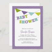 ベビーバンティンベビーシャワー招待状イン紫 招待状 (正面/裏面)