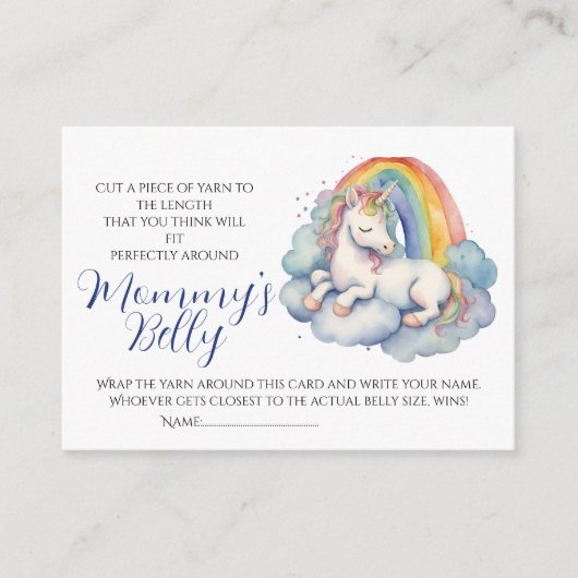 ベビーバンプゲーム推測ママの腹のサイズのユニコーン エンクロージャーカード (正面)