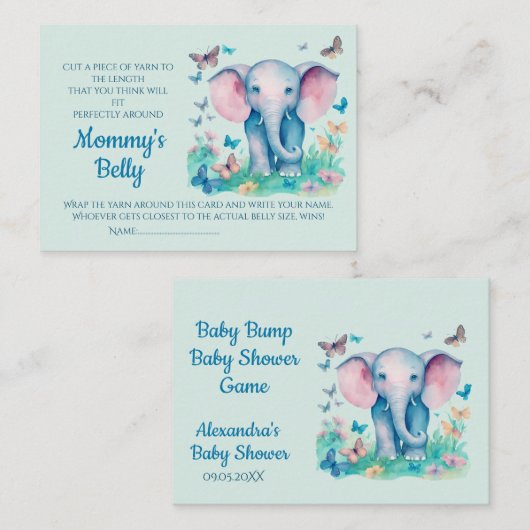 ベビーバンプゲーム赤ちゃんシャワー推測ママの腹のサイズ エンクロージャーカード (正面/裏面)