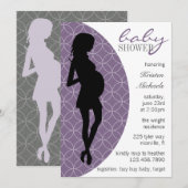 ベビーバンプシルエット招待状[紫] 招待状 (正面/裏面)