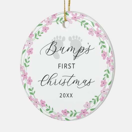 ベビーバンプズ初めてのクリスマスピンクフローラ休日 セラミックオーナメント (左)