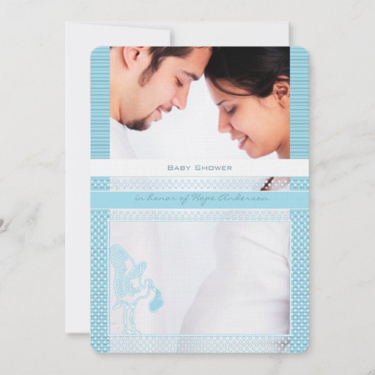 ベビーバンプフォト男の赤ちゃんシャワー 招待状 (正面)