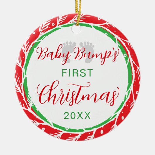 ベビーバンプ初めてのクリスマス赤緑 セラミックオーナメント (正面)