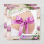 ベビーバンプ(ピンクボウピンクマグノリアベビーシャワー付) 招待状 (正面/裏面)