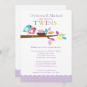ベビーバーズネストツインズベビーシャワー招待状 招待状 (正面/裏面)