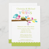 ベビーバーズネストツインズベビーシャワー招待状 招待状 (正面/裏面)