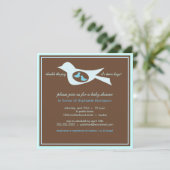 ベビーバーディツインボーイズブルーベビーシャワー招待状 招待状 (スタンド正面)