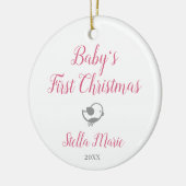 ベビーバードガールパーソナライズされた初めてのクリスマス セラミックオーナメント (左)