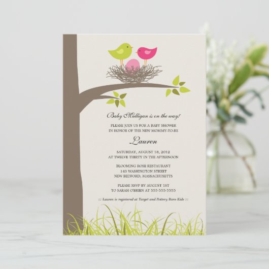ベビーバードズネストベビーガールシャワー 招待状 (スタンド正面)