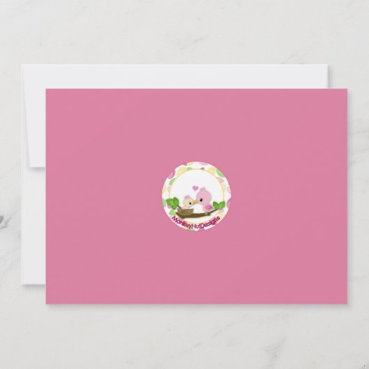 ベビーバードネストベビーシャワー招待状ズガールマ 招待状 (裏面)