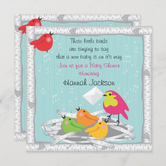 ベビーバードネストベビーシャワー招待状 招待状 (正面/裏面)
