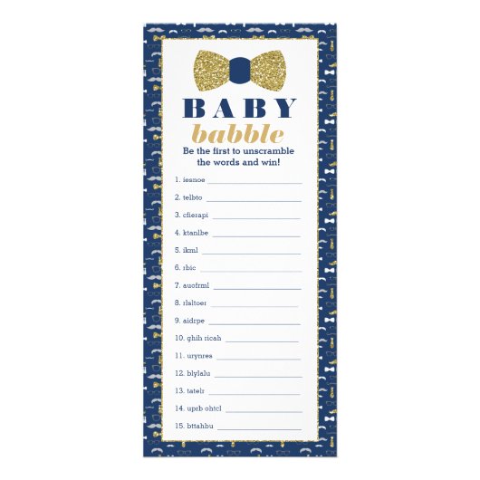 ベビーバーブリーワードスクランブルゲーム、ボウタイ ラックカード (正面)