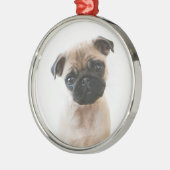 ベビーパグポートレート メタルオーナメント (左)