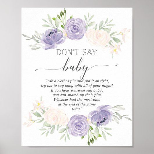 ベビーパステルパープルベビーシャワーゲーム ポスター (正面)