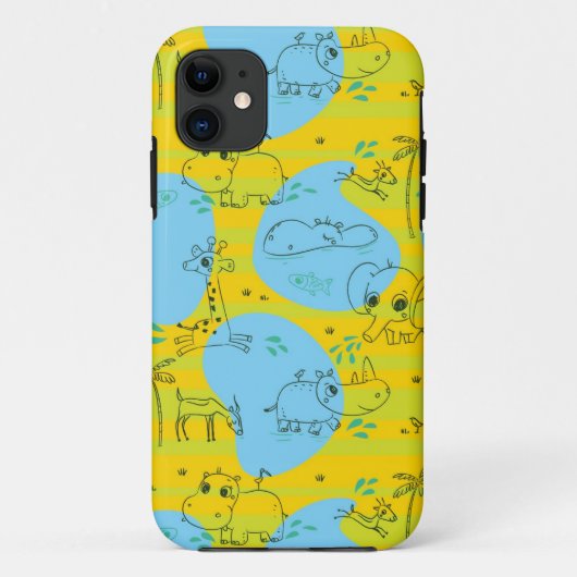 ベビーパターン背景を遊んでいる動物 Case-Mate iPhoneケース (裏面)