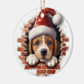ベビーパピーin Santa Hat - 3D セラミックオーナメント (左)
