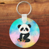 ベビーパンダが竹を持ち上げている キーホルダー (正面)