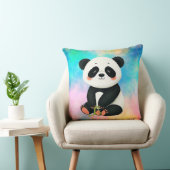 ベビーパンダが竹を持ち上げている クッション (椅子)
