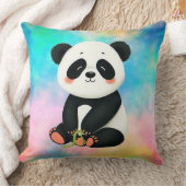 ベビーパンダが竹を持ち上げている クッション (ブランケット)