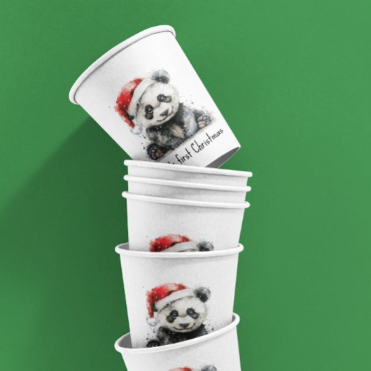 ベビーパンダはクリスマス帽子をかぶって、カスタマイズ可能 紙コップ
