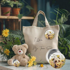 ベビーパンダひまわり丸ボタン 缶バッジ