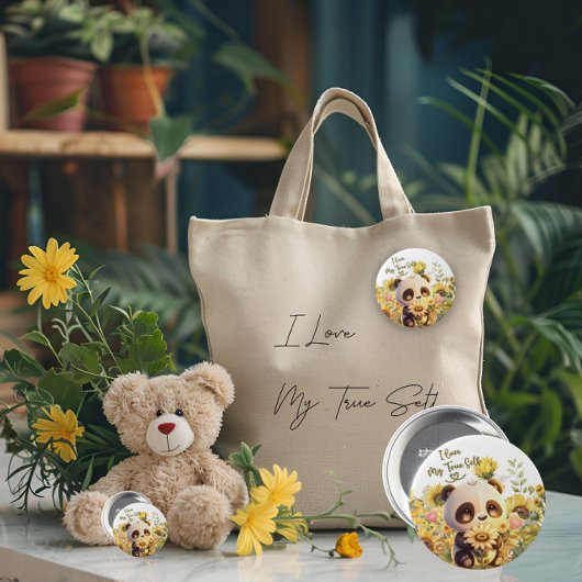 ベビーパンダひまわり丸ボタン 缶バッジ