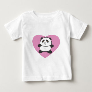 ベビーパンダインピンクハート幼児Tシャツ ベビーTシャツ