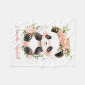 ベビーパンダピンクフローラ花ベビーガールギフト フリースブランケット (正面(横))
