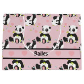 ベビーパンダベアピンクハート ラージペーパーバッグ (正面)