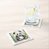 ベビーパンダベアボーイ赤ちゃんシャワー スクエアペーパーコースター (インサイチュ)