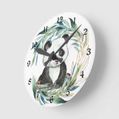 ベビーパンダベアーインリース子供部屋 ラウンド壁時計 (傾斜)
