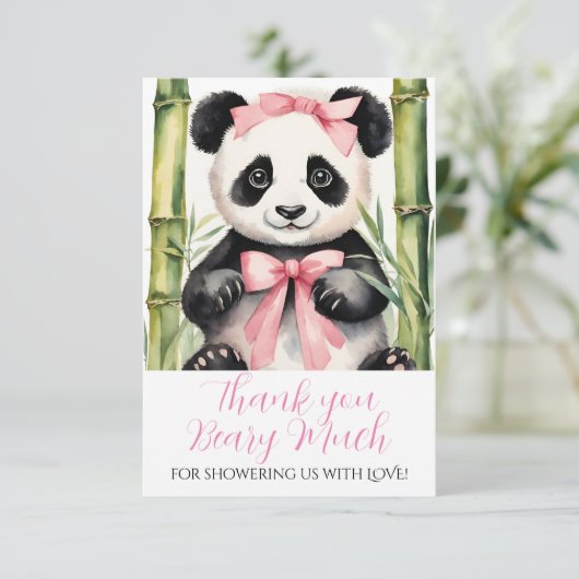 ベビーパンダベアーガールズベビーシャワーありがとう サンキューカード (スタンド正面)