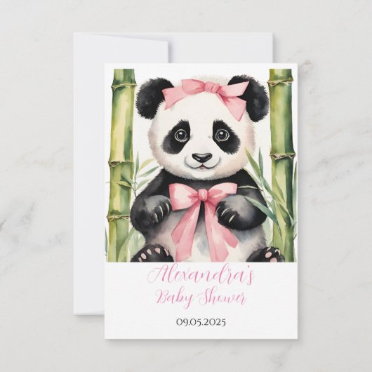 ベビーパンダベアーガールズベビーシャワーありがとう サンキューカード (裏面)