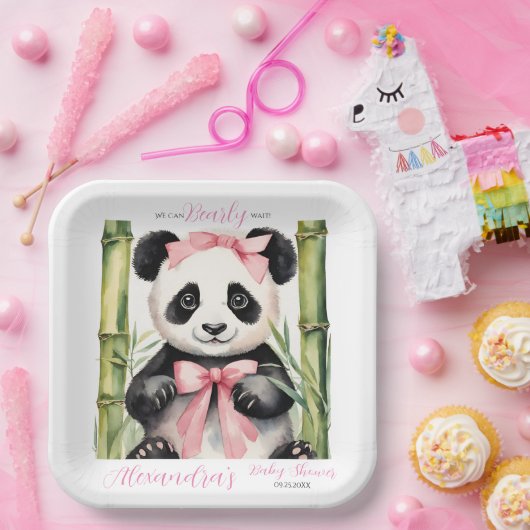 ベビーパンダベアービーウェイガールズベビーシャワー ペーパープレート (パーティー)