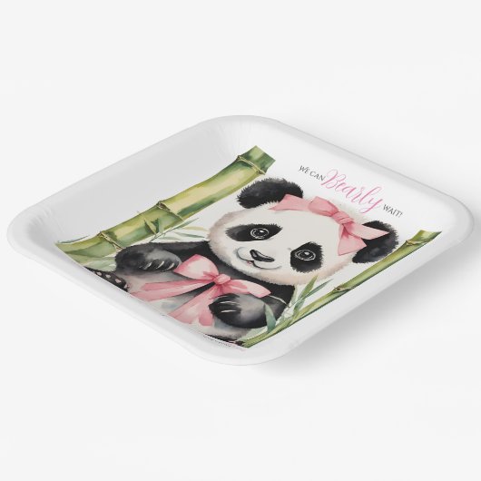 ベビーパンダベアービーウェイガールズベビーシャワー ペーパープレート (傾斜あり)